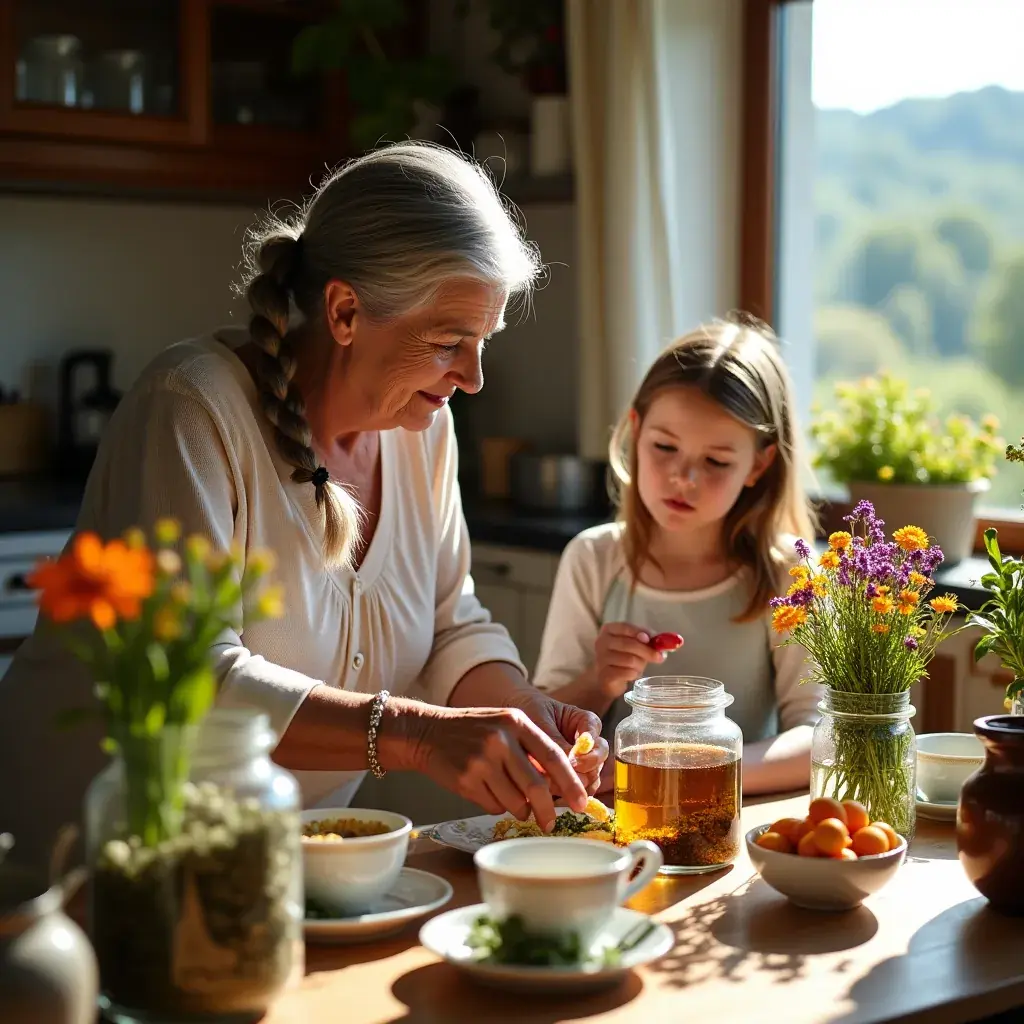 Prikaz sretnog para koji zajedno pije čaj u prirodi